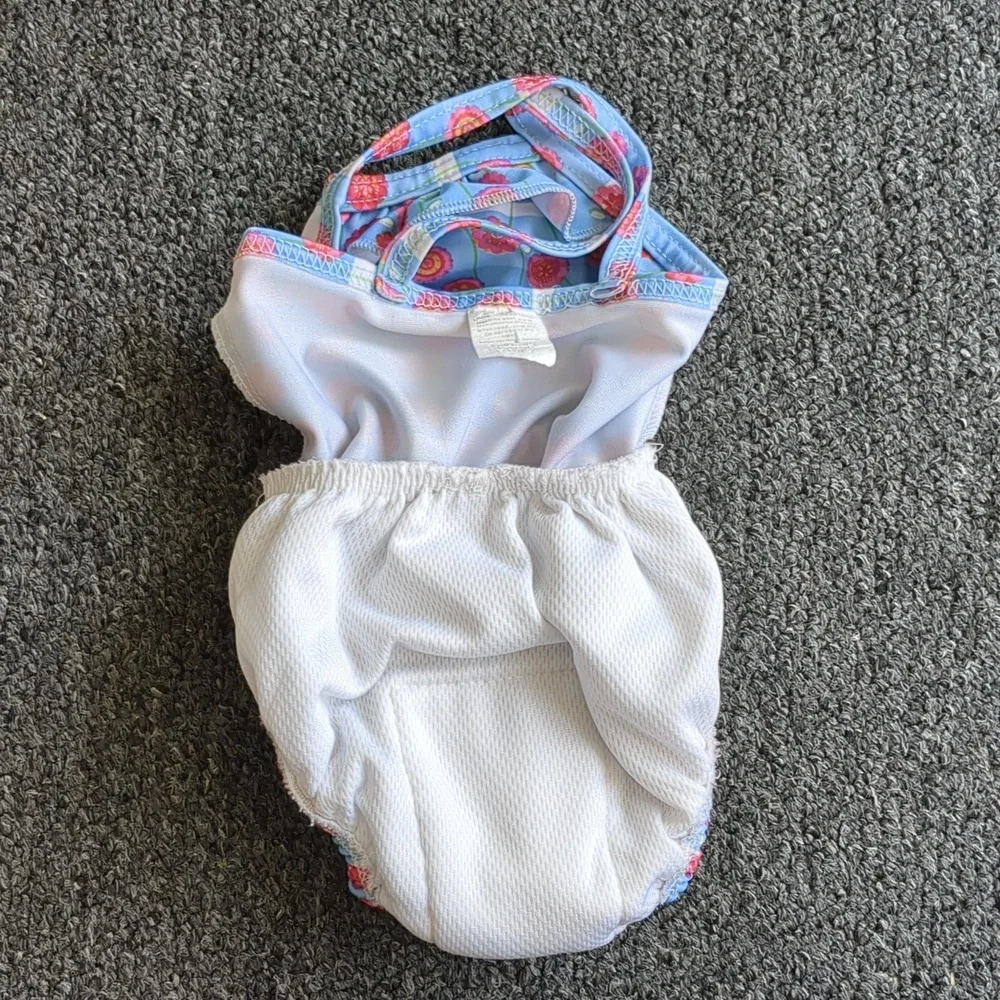 6M Striped Floral I Play One Piece Baby Swimsuit With Built-In Swim Diaper